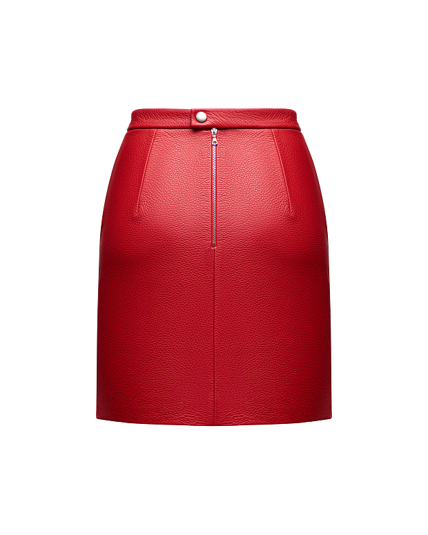 Юбка кожаная красная