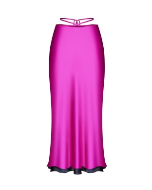 Юбка шелковая с завязками  лиловый и синий