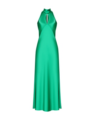 Платье с шарфом шелковое зеленое