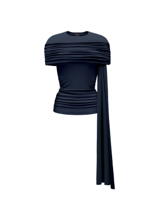 Топ с кейпом синий