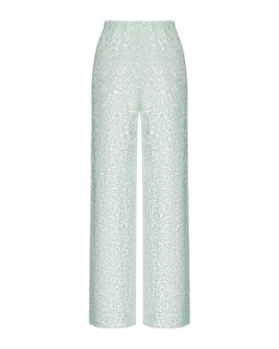 Мятные брюки с пайетками