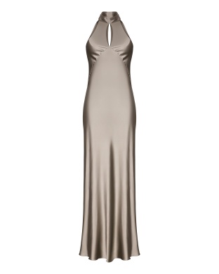 Платье с шарфом шелковое песочное