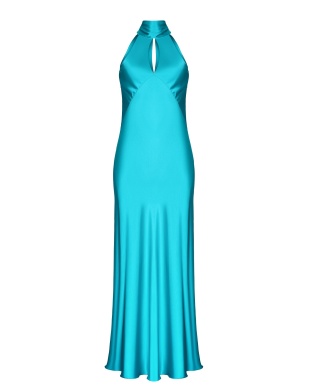 Платье с шарфом шелковое бирюза