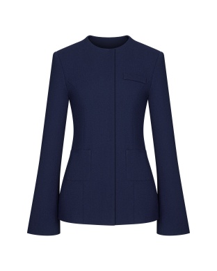 Жакет из креповой шерсти синий