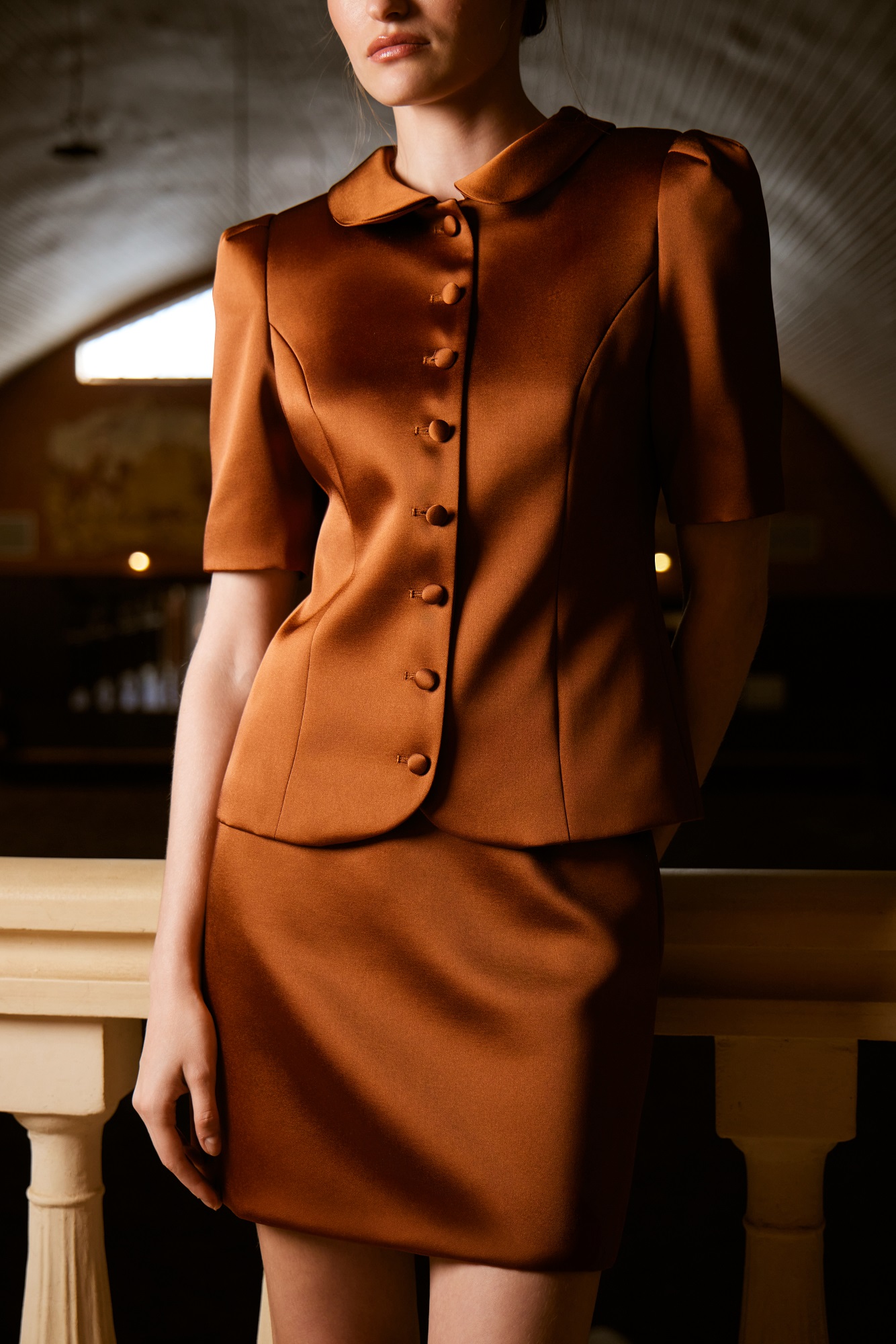 Юбка атласная карамель