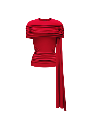 Топ с кейпом красный