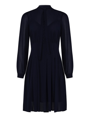 Шифоновое платье синее с шелковой комбинацией