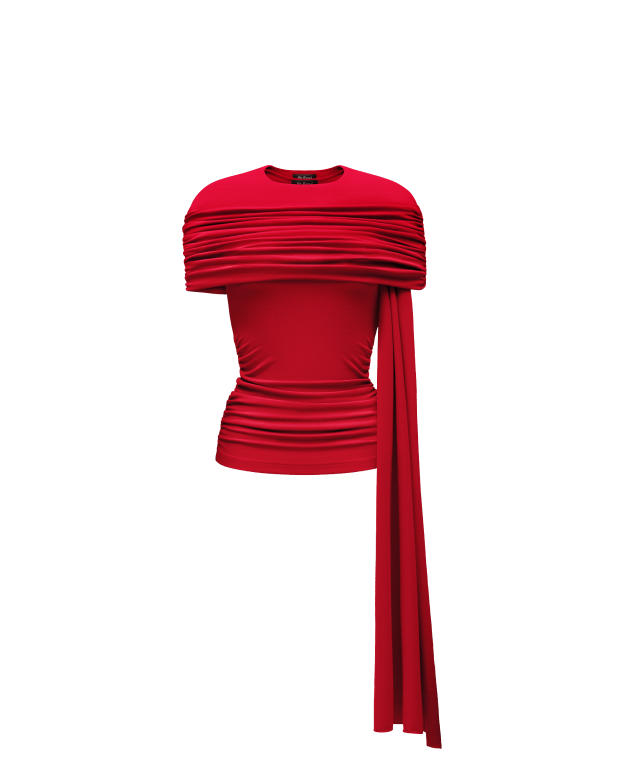 Топ с кейпом красный